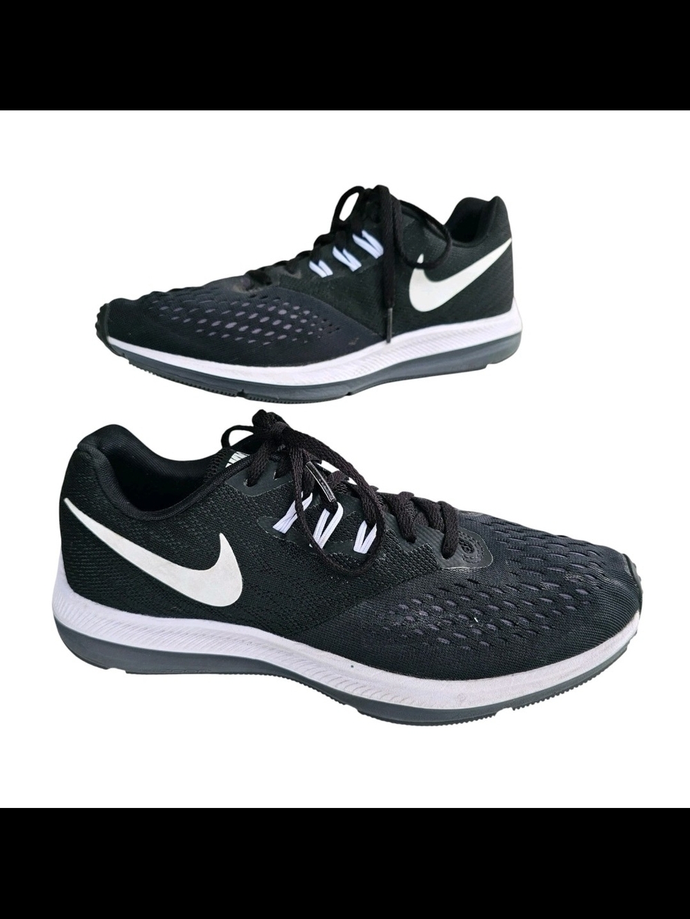 Nike Air Zoom Winflo 4 Running Shoes Black White Mens Size 8